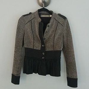 Anthropologie military blazer with black piping